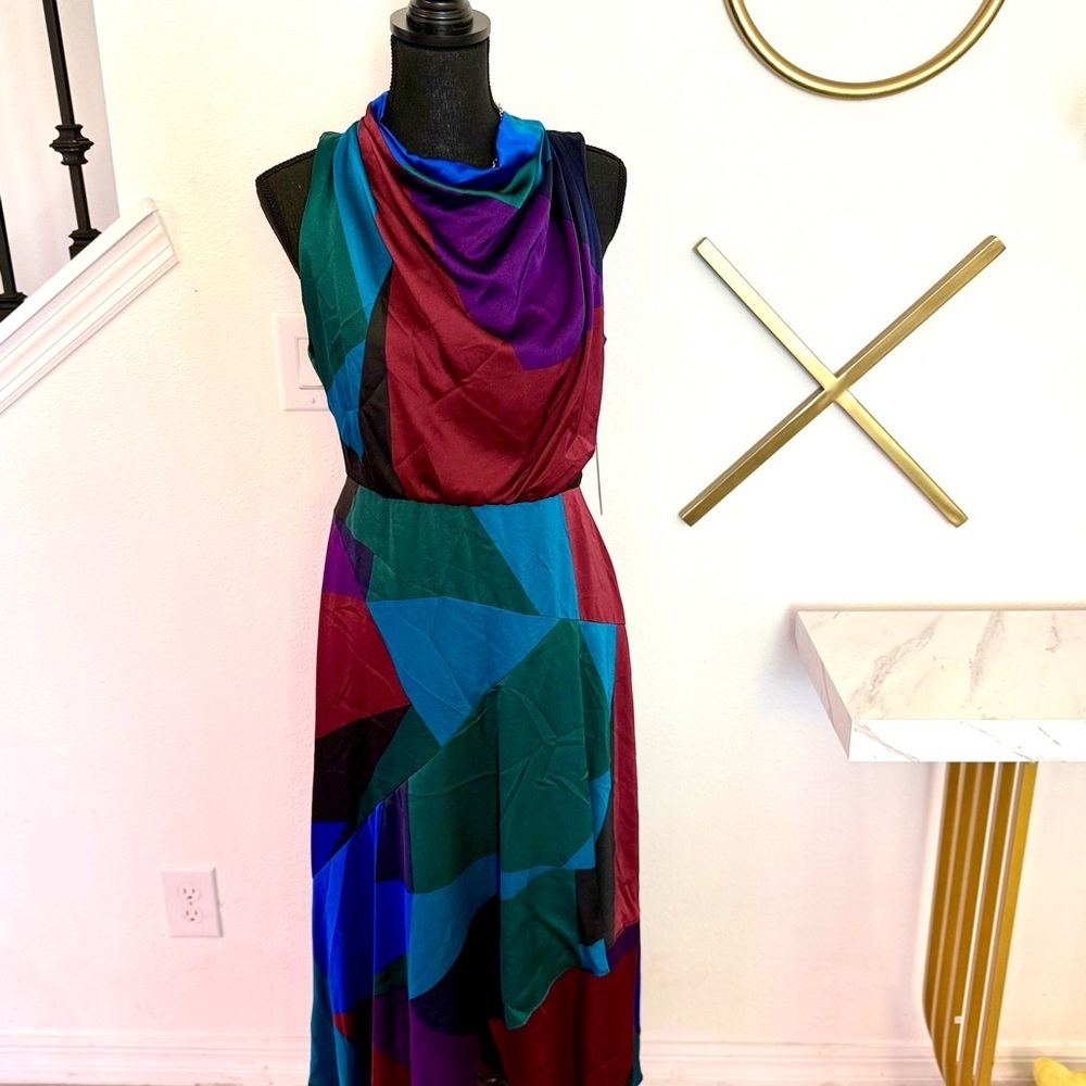 Multicolor Geometric Pattern Dress